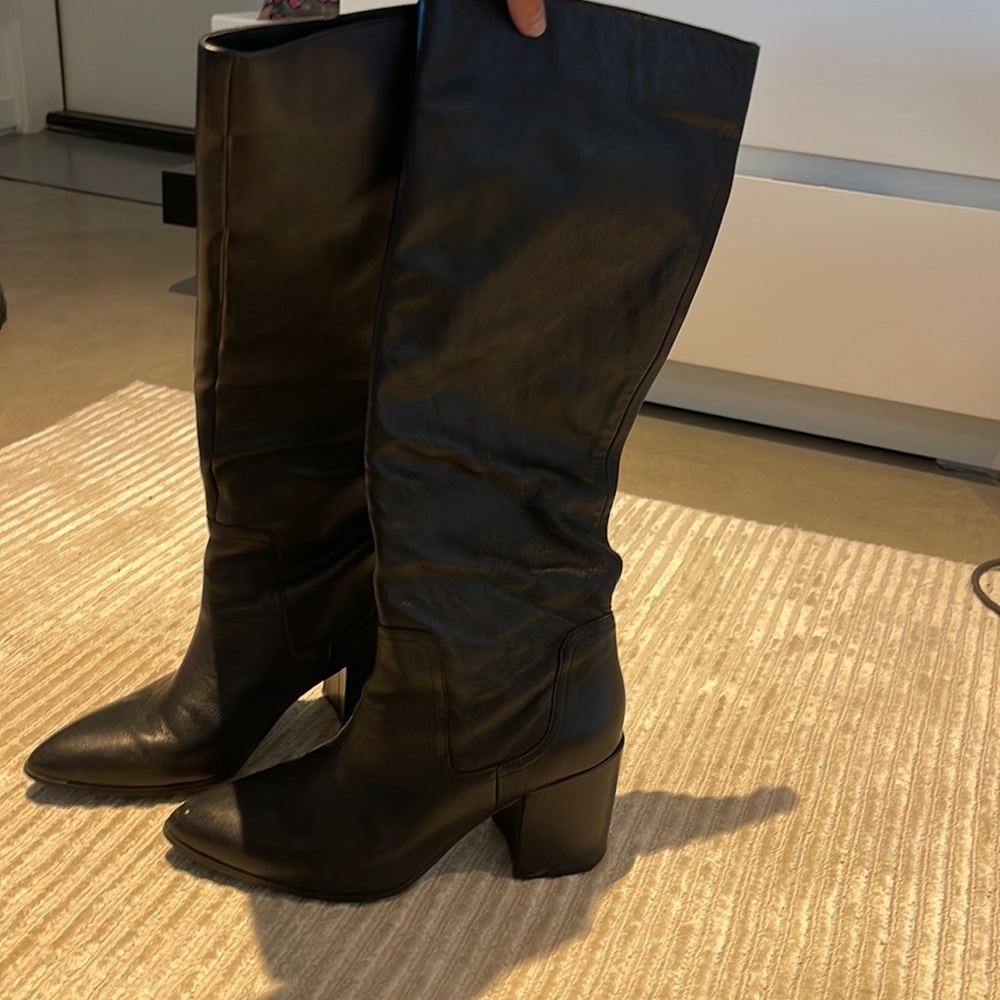 Black steve madden knee high boots heeled